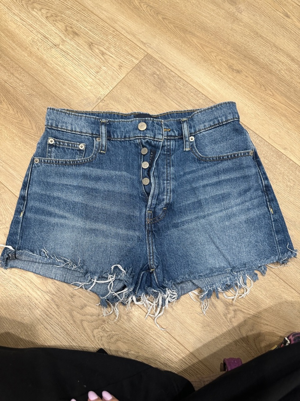 Classic Blue Denim Cutoff Shorts - Womens
